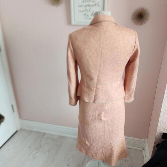 Flawless kulson Italy tweed womens suit skirt blazer jacket set pink gold 46 - Picture 4 of 9